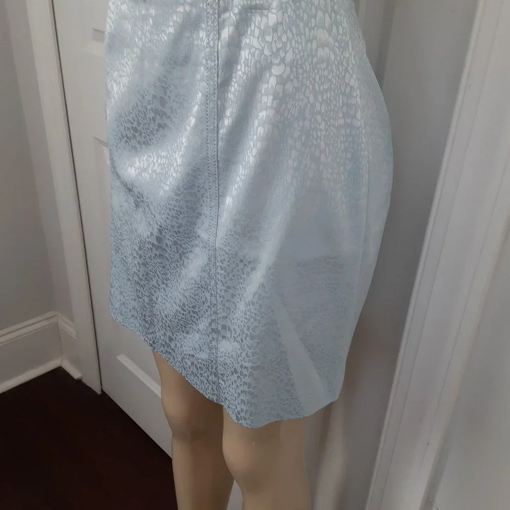 Alberto Makali Cache Pale Ice Blue Animal/Reptile Print Pencil Skirt